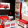 Tema Mobil Mainan Warna Merah Untuk Kamar Anak Laki-laki