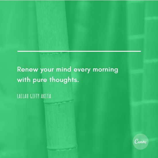 Renew your mind every morning with pure thoughts.